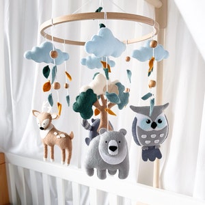 Woodland baby mobile Woodland nursery decor Boho baby mobile Crib mobile baby image 1