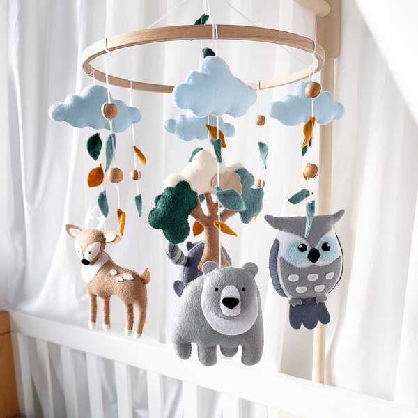 Woodland baby mobile Woodland nursery decor Boho baby mobile Crib mobile baby