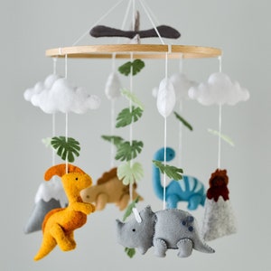 Dinosaur baby mobile Nursery hanging decor Dino baby shower gift Dinosaur crib mobile for baby New mom gift Custom pregnancy Gift