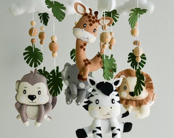 Baby mobile safari - Giraffe crib mobile - Jungle nursery mobile - Zebra Lion Elephant baby mobile