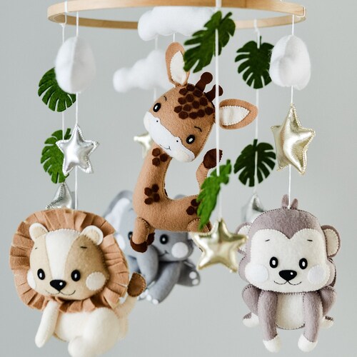 Baby Mobile Safari Animals Neutral Jungle Theme Nursery Decor Etsy