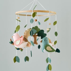 Bird mobile Woodland nursery mobile Baby girl woodland hanging mobile Baby shower gift Customize colors