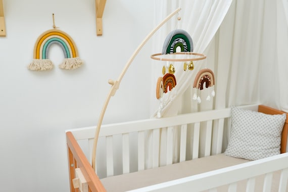 Wooden baby mobile holder Natural hanger for baby crib Nursery mobile crib holder Eco baby mobile wood arm