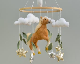 Horse baby mobile Farm animals nursery decor Custom handmade crib mobile