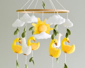 Neutral baby mobile Duck baby mobile Duck nursery theme decor Baby shower gift Geese baby mobile Sunshine nursery mobile Farmhouse mobile