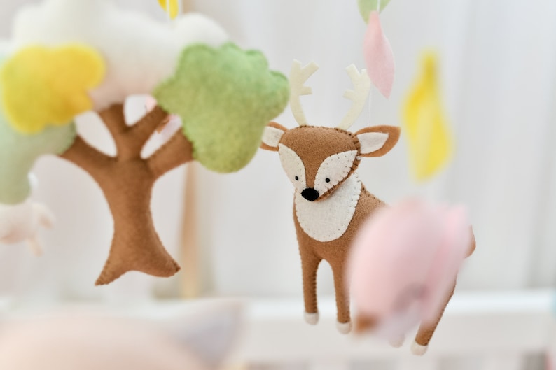 Woodland Baby Mobile Girl Woodland Nursery Hanging Decor Baby Etsy