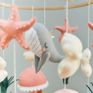 Whale mobile nursery Ocean crib mobile Baby girl mobile Octopus Jellyfish Stingray Shell mobile Rainbow mobile image 6