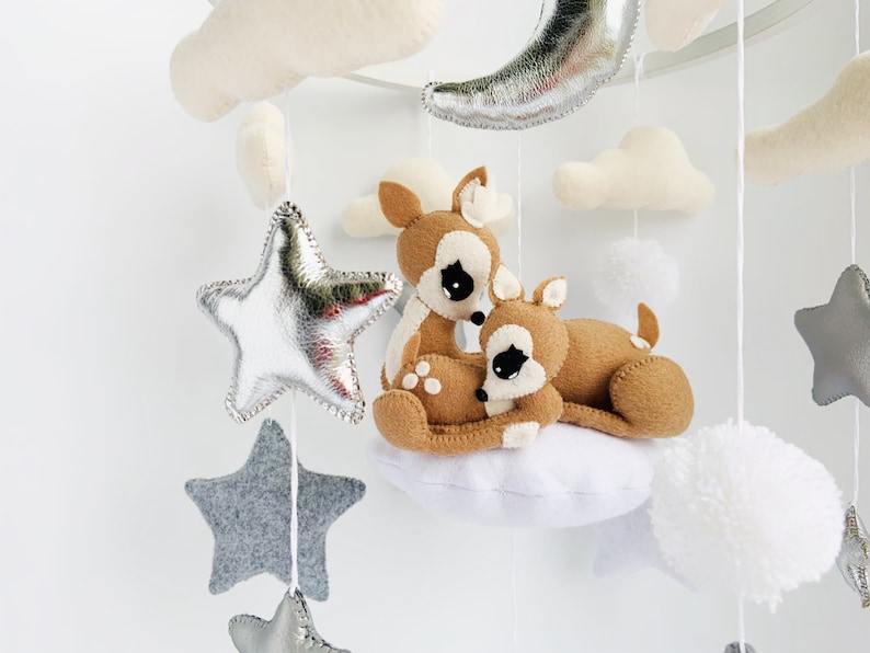 Woodland baby mobile Deer nursery decor Bambi neutral gender baby shower gift image 2