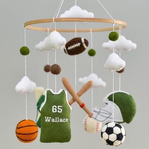 Sports baby mobile Basketball mobile Soccerball mobile Baseball mobile American football mobile Custom baby mobile Sports nursery decor