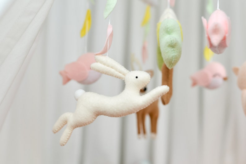 Woodland Baby Mobile Girl Woodland Nursery Hanging Decor Baby Etsy