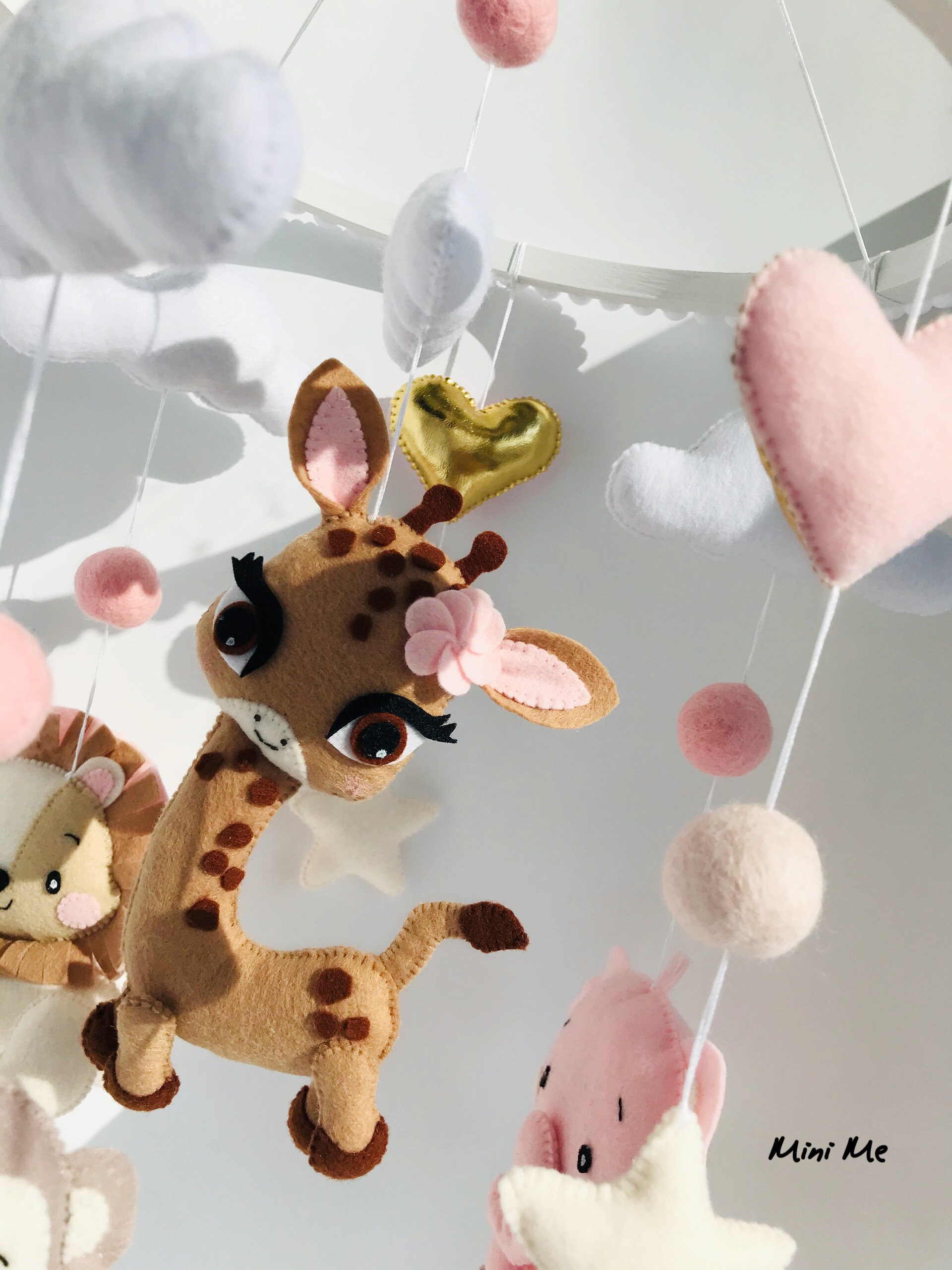 Safari giraffe mobile Felt baby mobile Jungle crib mobile Etsy