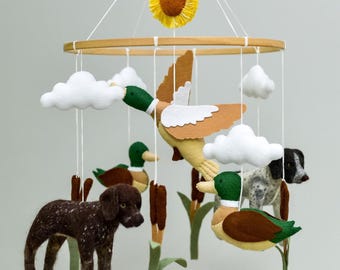 Hunting baby mobile Mallard ducks mobile baby GSP dogs custom mobile Baby shower gift