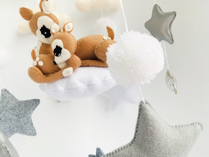 Woodland baby mobile Deer nursery decor Bambi neutral gender baby shower gift image 7