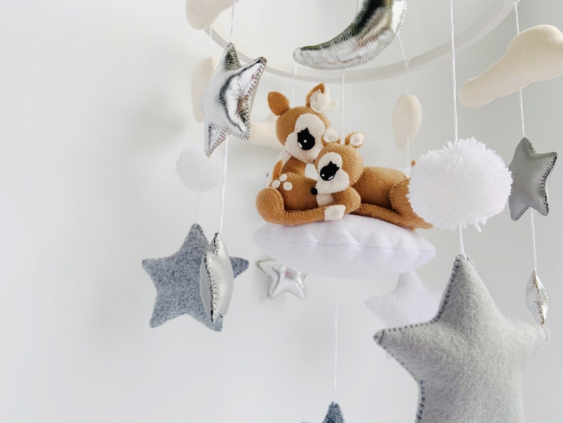 Woodland baby mobile Deer nursery decor Bambi neutral gender baby shower gift image 6