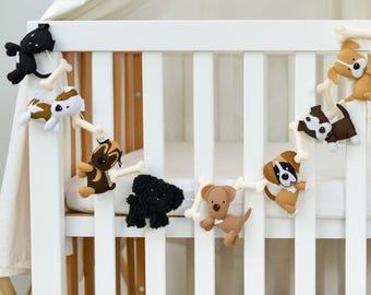 Dog Custom Garland - Puppies Nursery Wall Hanging - Baby Room Decor - Crib Banner - Baby Shower Gift