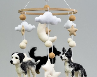 Custom dog mobile Baby mobile dog Pets nursery decor Handmade felt crib mobile Baby shower gift Neutral animals mobile