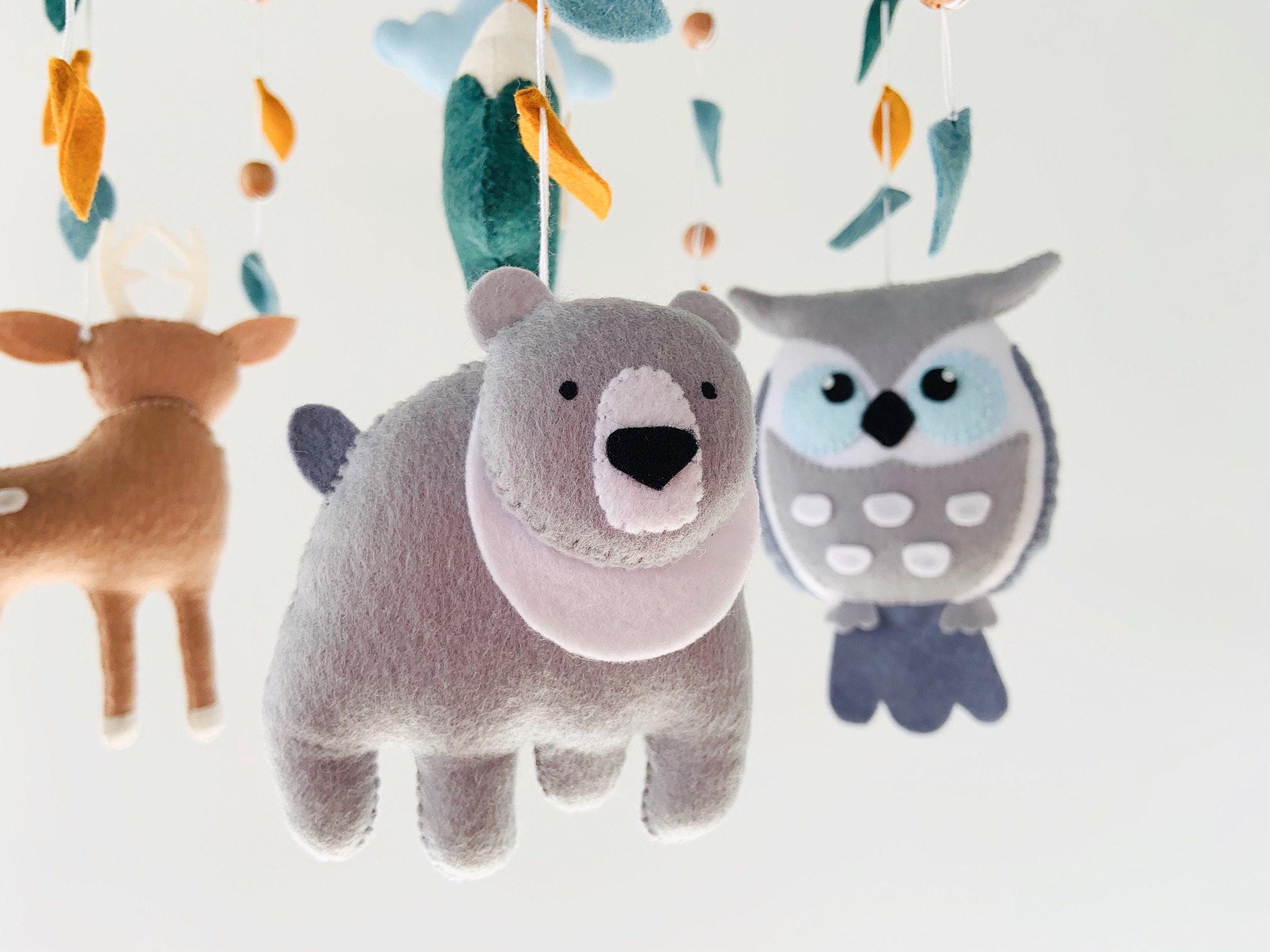 Baby mobile woodland Hanging nursery decor Forest animals
