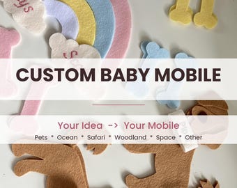 Custom Baby Mobile, Personalized Nursery Decor, Custom Felt Crib Mobile, Unique Baby Shower Gift, Made to Order