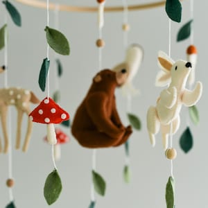 Mobile woodland Crib baby mobile neutral Fairytale woodland boho nursery mobile Mushroom mobile image 6