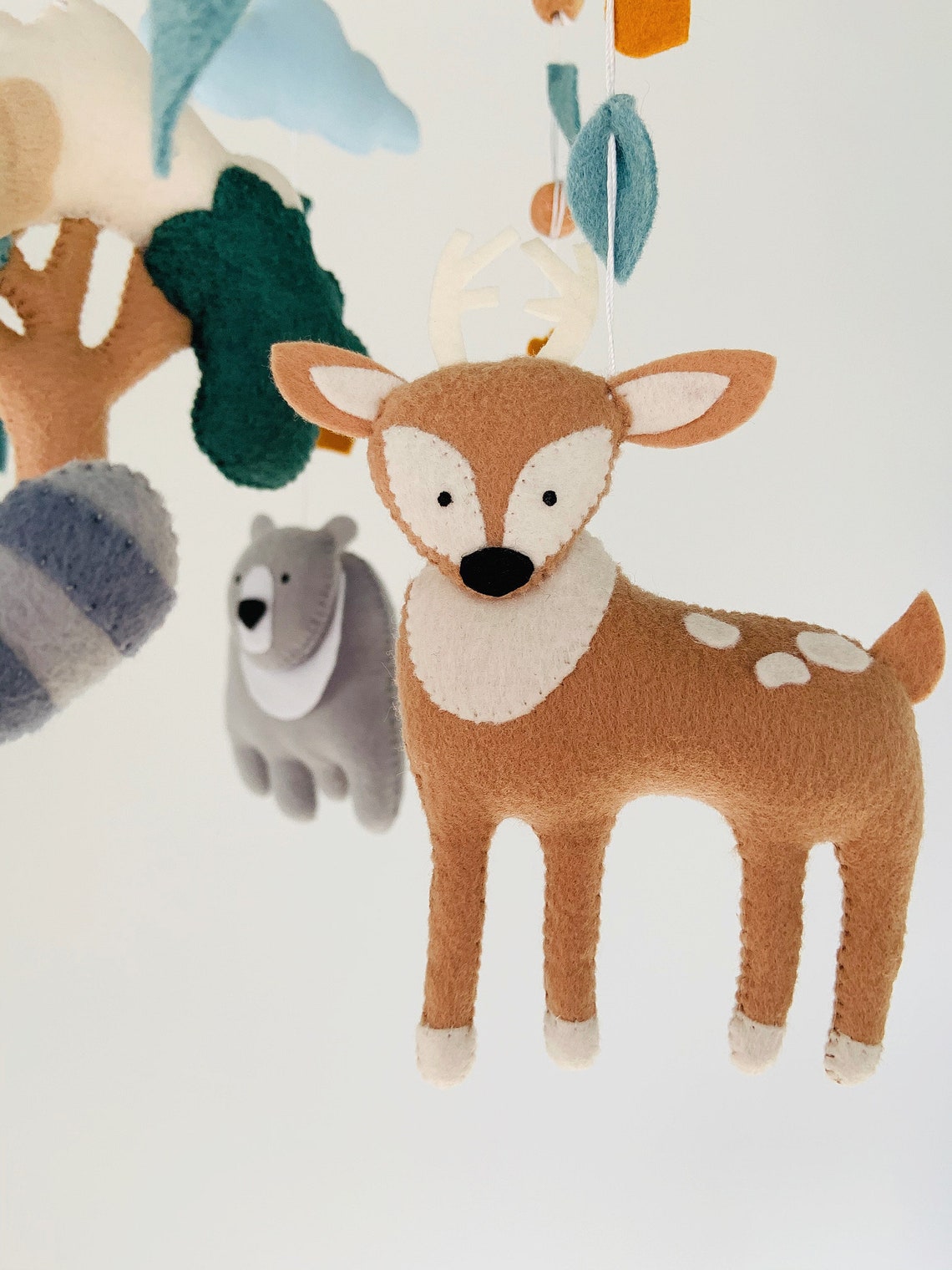 Baby mobile woodland Hanging nursery decor Forest animals