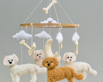 Dog baby mobile Cavapoo dog mobile Cockapoo mobile Goldendoodle mobile Dog theme nursery decor Custom pets nursery mobile Baby shower gift