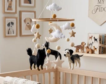 Custom Pet Mobile | Handmade Dog Mobile | Personalized Felt Dog Mobile | Pet Lover Gift | Nursery Decor Custom Dog Mobile | Felt Pet Art