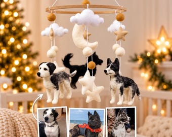 Needle Felted Puppies, Unique Nursery Puppy Decor, Custom Wool Felt Pet Portraits, Personalized Baby Gift for Dog Lovers, Xmas Baby Gift