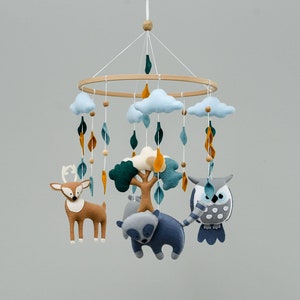 Woodland baby mobile Woodland nursery decor Boho baby mobile Crib mobile baby image 6