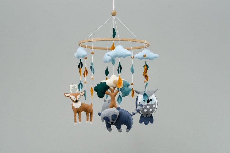 Woodland baby mobile Woodland nursery decor Boho baby mobile Crib mobile baby image 6