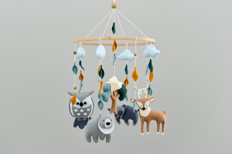 Woodland baby mobile Woodland nursery decor Boho baby mobile Crib mobile baby image 3