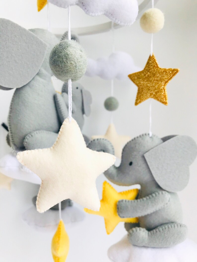 Elephant baby mobile Mother's day gift mobile Yellow and Etsy
