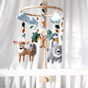 Woodland baby mobile Woodland nursery decor Boho baby mobile Crib mobile baby image 5