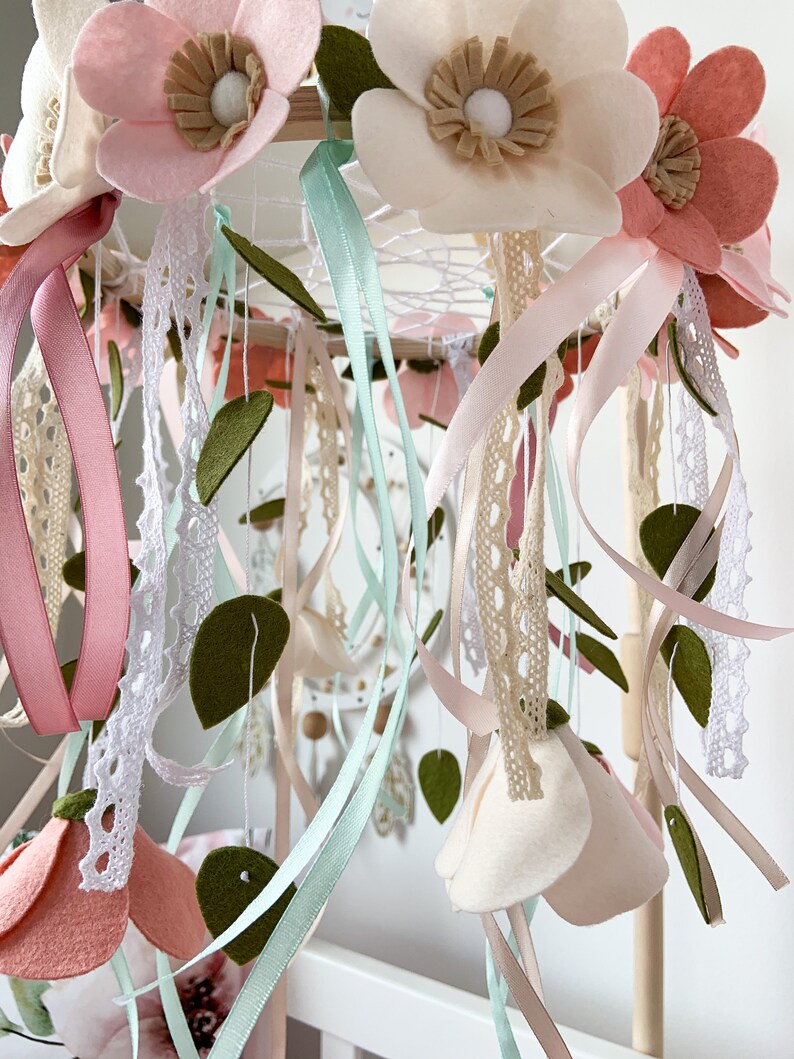 Flower Boho Baby Mobile Dreamcatсher Nursery Decor Etsy