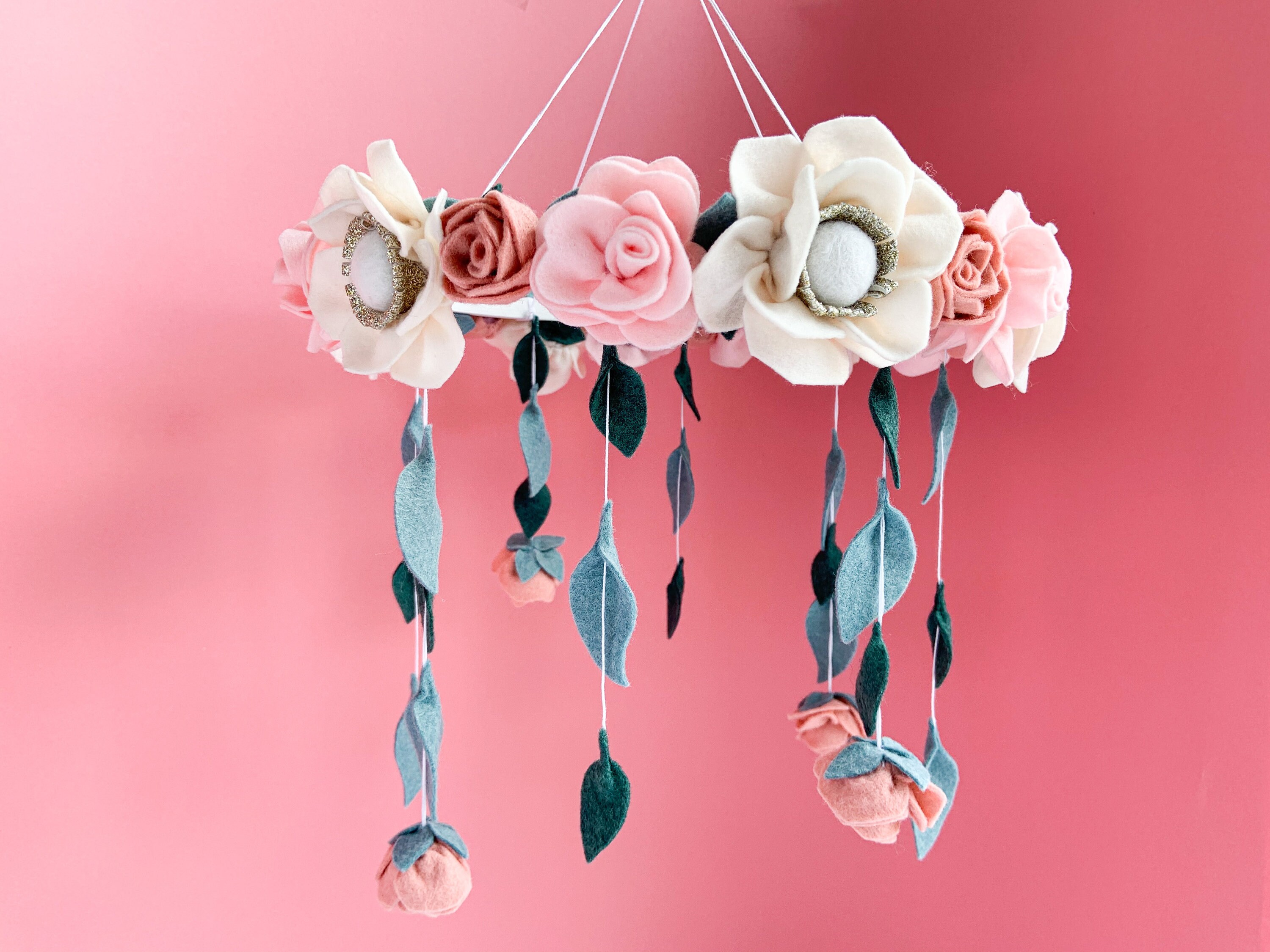 Floral crib mobile Shabby chic nursery Boho Flower Etsy