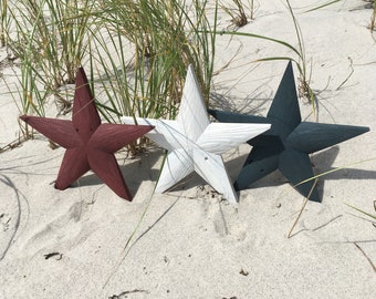 Red White & Blue Stars. Reclaimed weathered New England fence. Wood Star, Wall Decor, Rustic Reclaimed Wood, Barn Star, Farmhouse Decor.