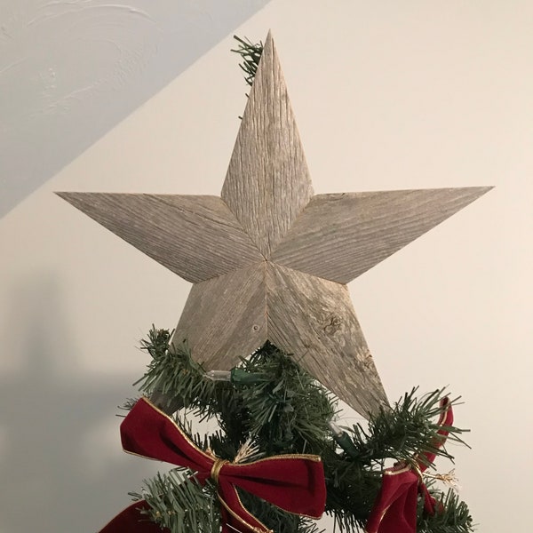 Tree Topper 12 1/2 Inch. Made from reclaimed weathered Cape Cod fence. Wall Decor, Rustic Reclaimed Wood, Barn Star.