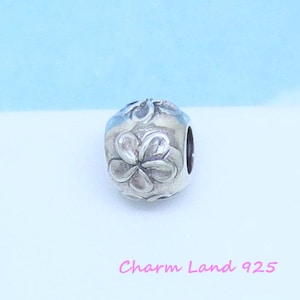 Plumeria Charm: Oxidized Sterling Silver Flower, Fits Pandora Bracelets