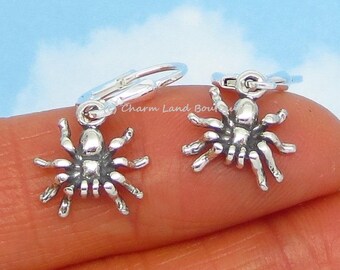 Teeny Tiny Sterling Silver Tarantula Earrings: Halloween Goth Spider Jewelry