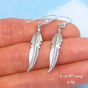 Vintage 925 Sterling Silver Feather Earrings
