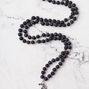 Handmade Lava Stone Japamala with Om Pendant – 108 Beads for Meditation, Yoga & Spiritual Practice