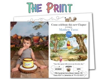 Winnie the Pooh PIcture Invitation, Winnie Pooh Party, Winnie the Pooh Invite, Winnie the Pooh Birthday, Printables, 1st Birthday, DIY