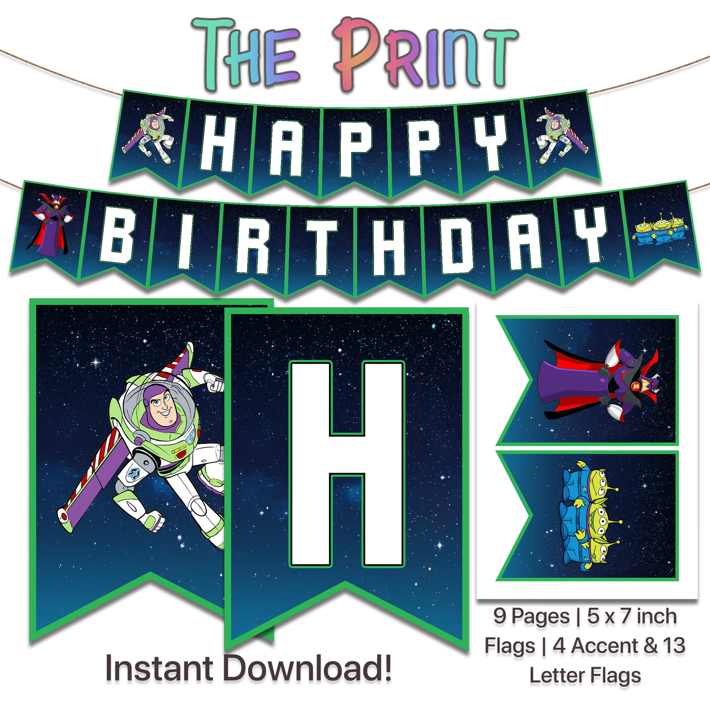 Buzz Lightyear Banner, Buzz Lightyear Happy Birthday Banner, Buzz ...