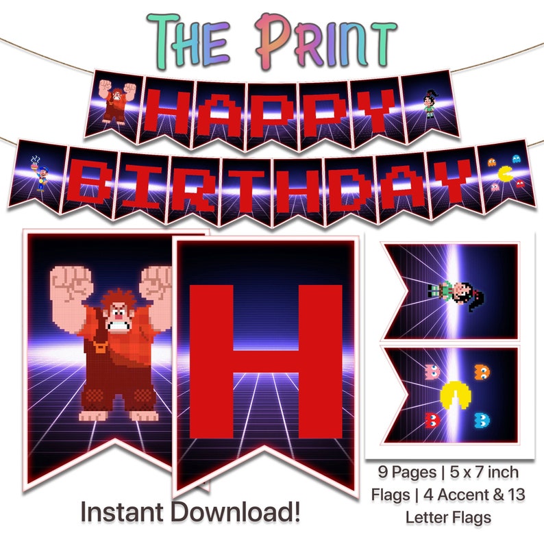 Wreck It Ralph Banner, Wreck It Ralph Happy Birthday Banner, Wreck It ...