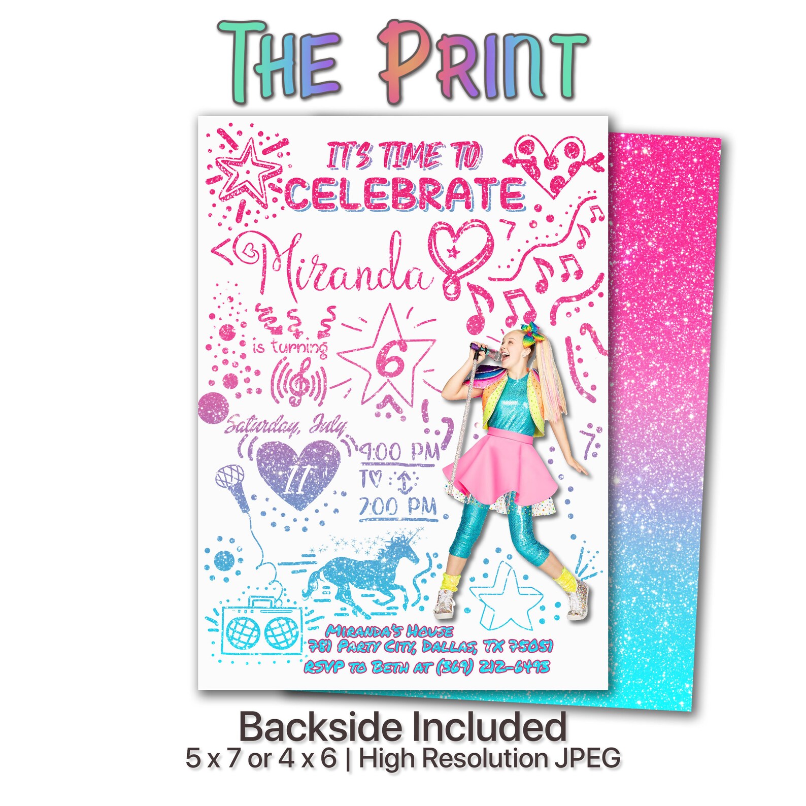 Jojo Siwa Invitation Jojo Siwa Birthday Invitation Jojo Siwa Etsy