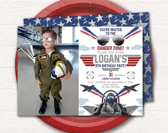 Fighter Pilot Invitation, Fighter Pilot Jet Party, Jet Invitation,  Pilot Air Force Birthday, Printables, Boy Party, DIY, Maverick picture