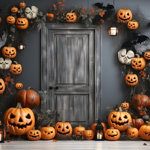 5 Halloween backdrop ,halloween pumpkin Backdrops ,Fall Photography Backdrops, halloween room Photo