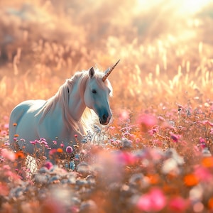 2 digital unicorn backdrops in summer flower field, , photoshop overlay , unicorn overlay, magic backdrop, fantasy backdrop