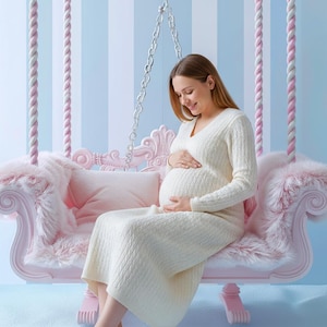 Newborn Digital Swing Backdrop, Pink Sofa Hanging Swing Background, Maternity and Baby Photography, Romantic Pink Digital Baby Girl Backdrop