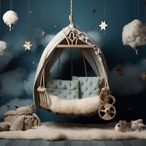baby boy digital backdrop, toy room digital bacdrop, digital swing for baby boy, digital newborn blue swing for photography,