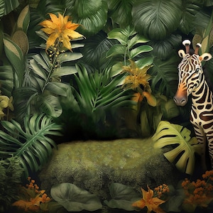 3 Newborn Digital jungle Backgrounds, jungle baby boy digital backdrop, photoshop overlay, fine art